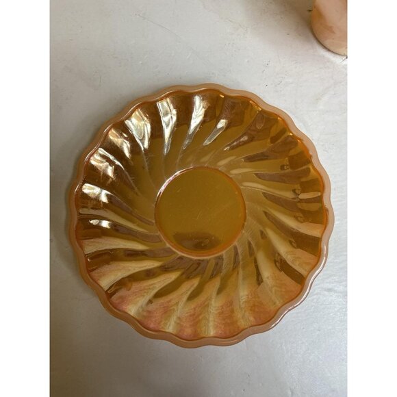 Anchor Hocking Fire King Peach Luster Glass Swirl Demitasse Cup & Saucer Set - Picture 5 of 10